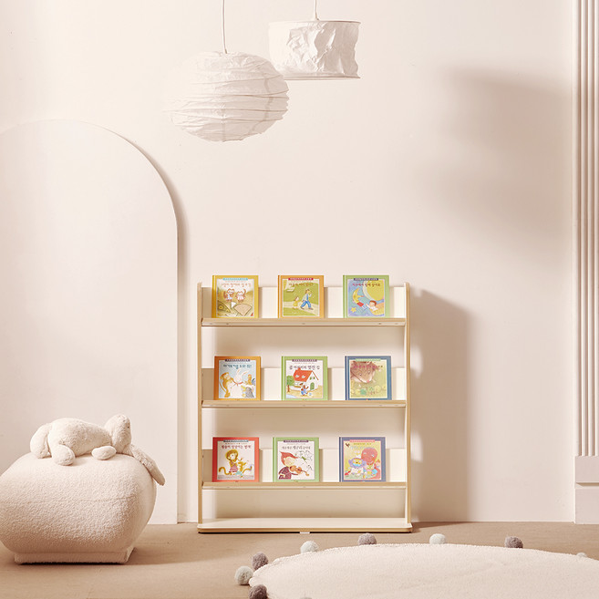 소르니아 아동용 토니 800 틸팅 전면 책장, 아이보리, 4단