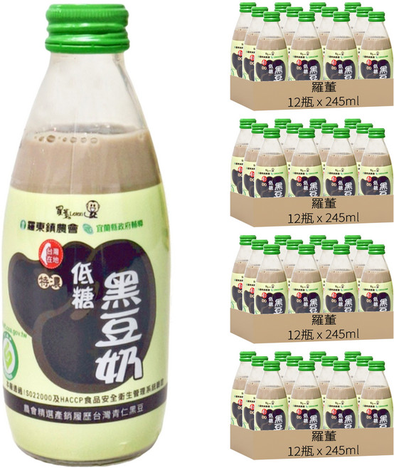 Loton 羅董 特濃低糖黑豆奶, 245ml, 48瓶