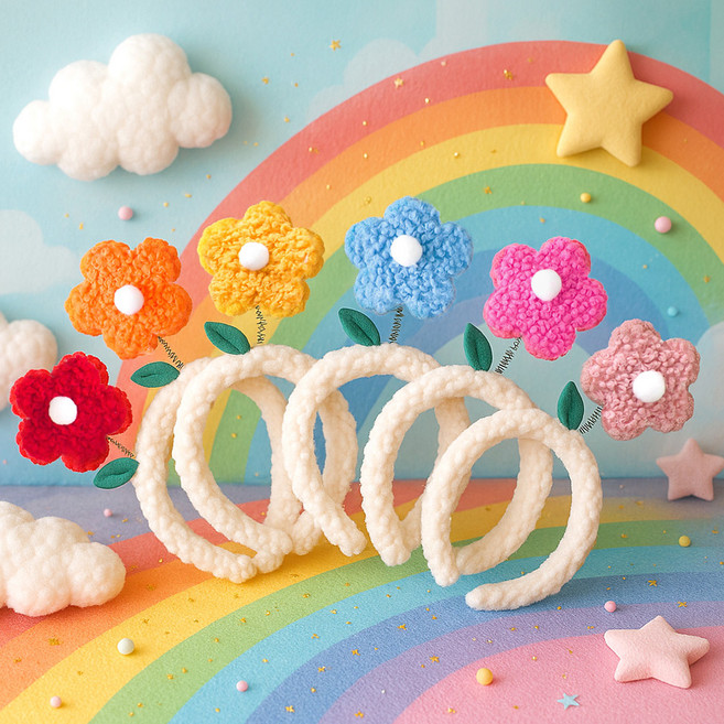 파티쇼 플라워 머리띠 6종 세트, 혼합색상, 1세트