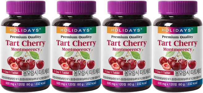 홀리데이즈 프리미엄 몽모랑시 타트체리 타블렛, 120정, 4개