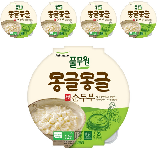 풀무원 몽글몽글 옛 순두부, 450g, 5개