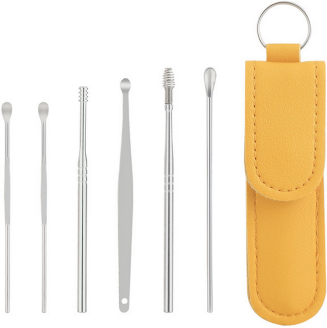 여니팩토리 심플 귀이개 세트 옐로우, 6개입, 1세트