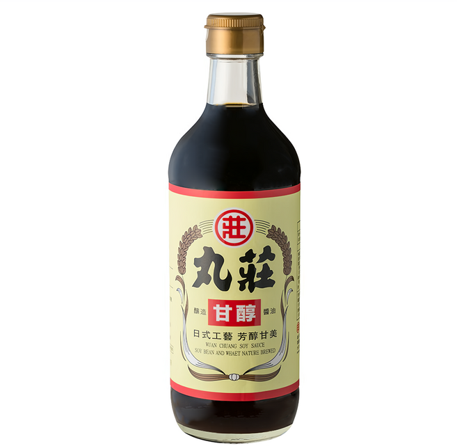 丸莊醬油 甘醇釀造醬油 非基改黃豆 天然發酵 不含防腐劑 味素 焦糖色素 食用酒精, 450ml, 1瓶