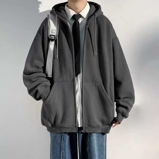 엘쏘 남녀공용 7컬러 루즈핏 포켓 후드 집업