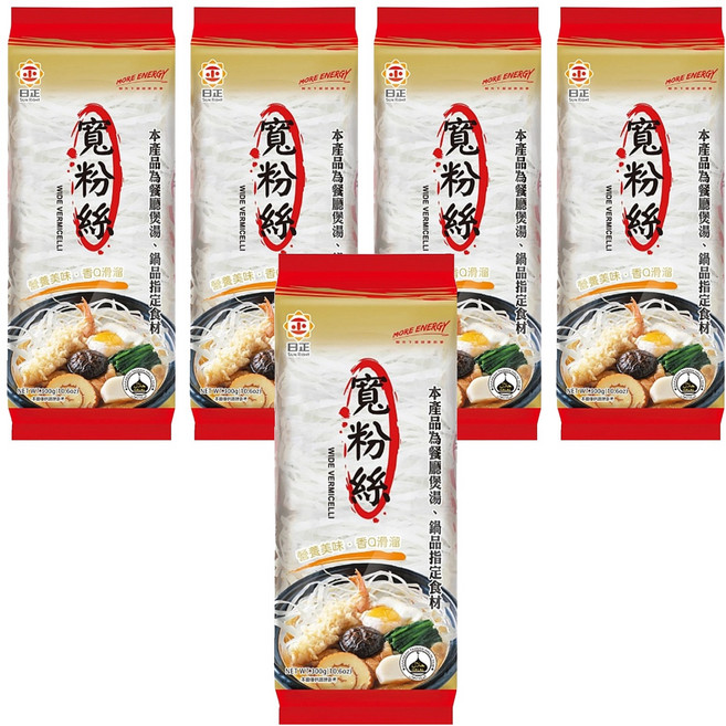 日正食品 寬粉絲, 300g, 5包