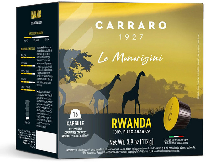 CARRARO RWANDA 盧安達 咖啡球 Dolce Gusto咖啡機適用, 7g, 16顆, 1盒
