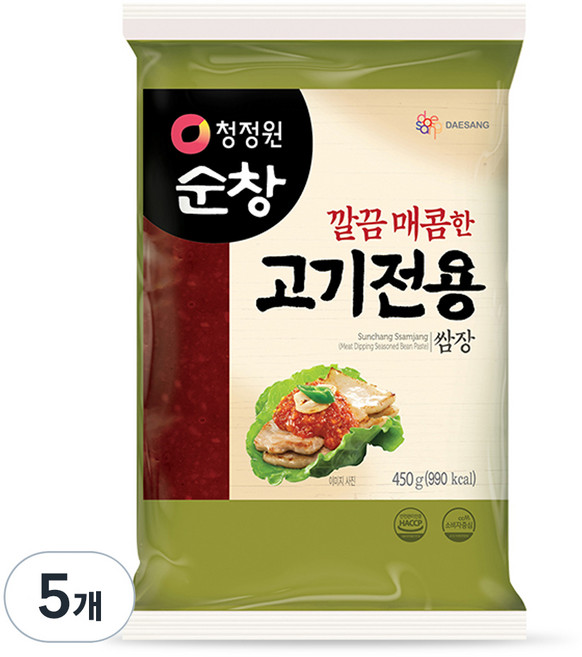 청정원순창 깔끔 매콤한 고기전용 쌈장, 450g, 5개