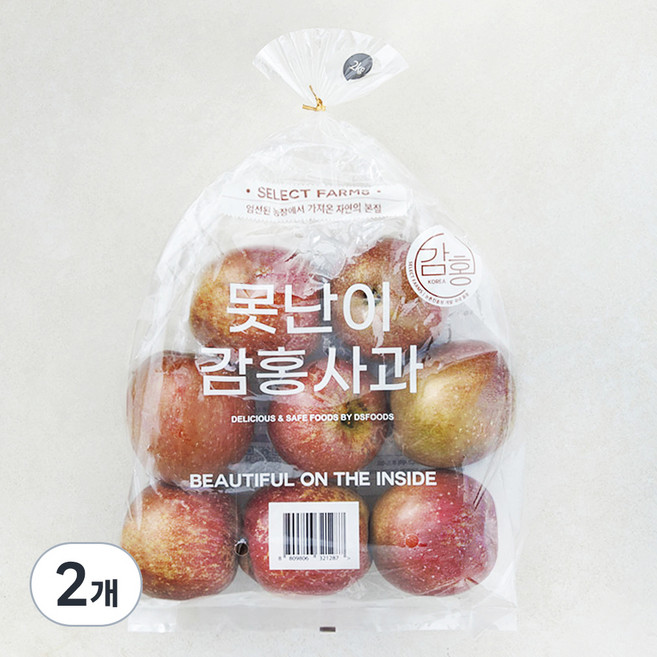 셀렉트팜 못난이 감홍사과, 2kg(중대과, 6~8입), 2개