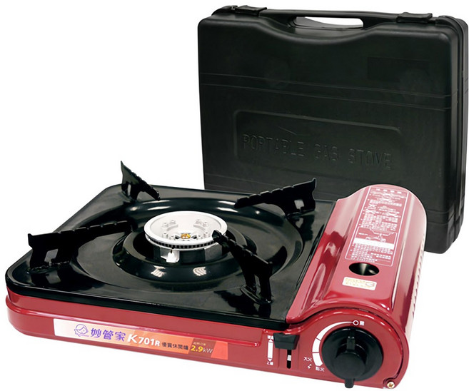 HouseKeeper 妙管家 優質休閒瓦斯爐 附手提箱, 瓦斯爐 黑色 + 紅色, 1個