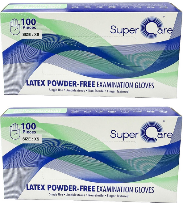 슈퍼케어 진료용 라텍스 장갑, 미니(XS), 2개