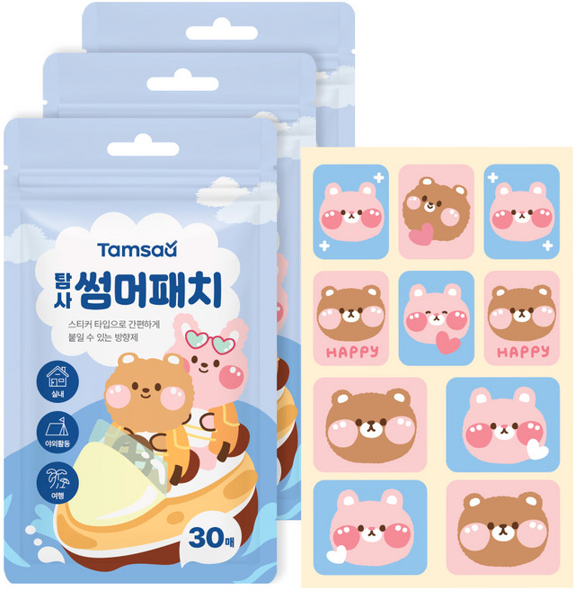 탐사 썸머패치 야외활동 스티커 30매입, 3개