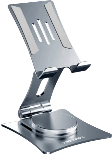 POLYWELL 寶利威爾 金屬無極360度旋轉支架, PW15-T65-0273, 灰色, 1個