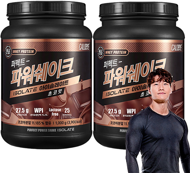 칼로바이 퍼펙트 파워쉐이크 아이솔레이트 WPI 프로틴 파우더 초코맛, 1kg, 2개