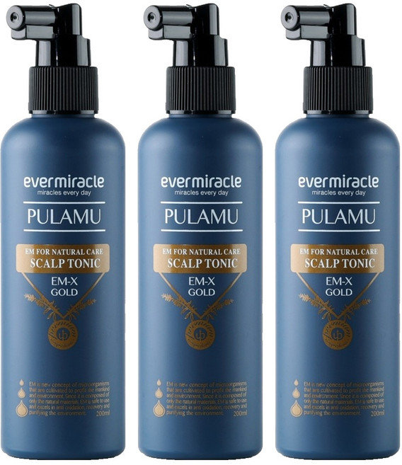 에버미라클 EM 풀라무 스칼프 토닉 탈모증상완화 헤어 에센스, 200ml, 3개