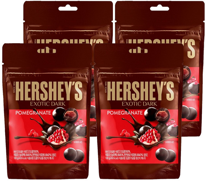 HERSHEY'S 好時 紅石榴夾餡黑巧克力, 100g, 4包