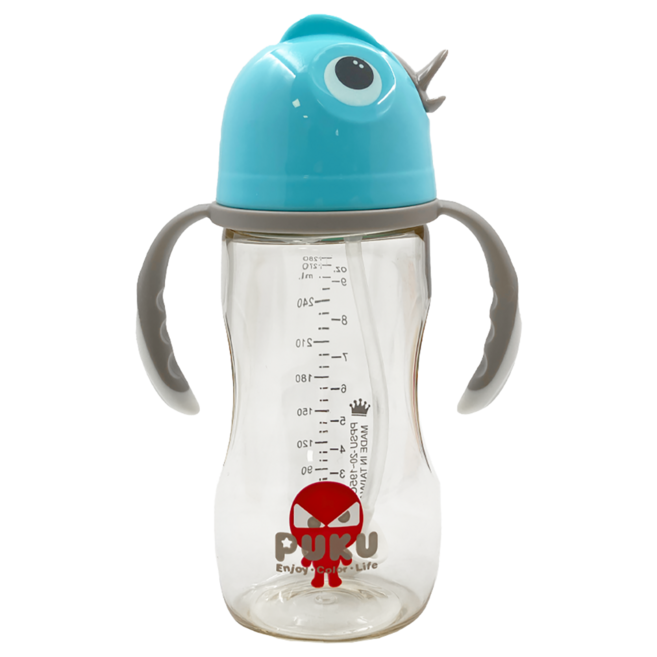PUKU 藍色企鵝 PPSU企鵝滑蓋學習水杯 雙把手設計 方便孩子拿取 耐摔耐高溫 氣孔構造 減少脹氣發生 280ml 適用年齡8個月以上, 水藍色, 1個