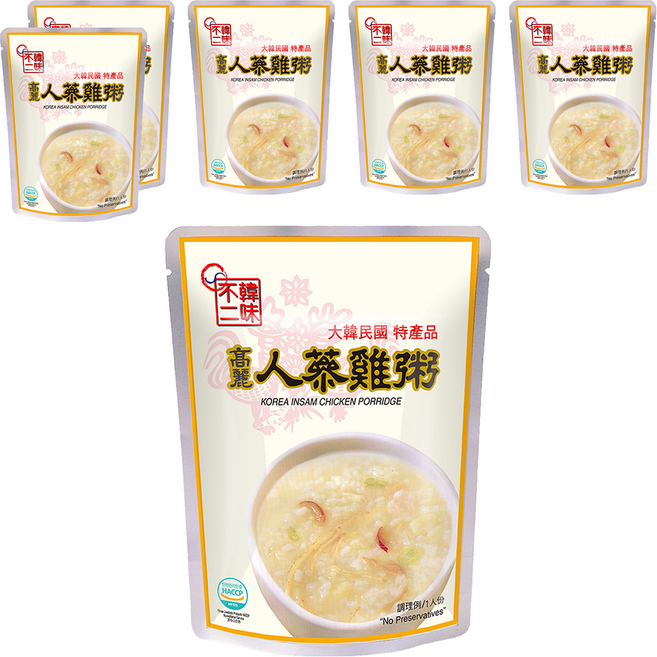 韓味不二 高麗人蔘雞粥 280g 隔水加熱即食 韓國宮廷養身美食, 6包