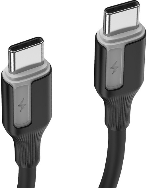 VOORCA 極光硅膠充電線 USB-C to USB-C, 黑色, 1條, 60cm