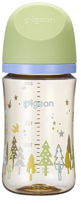 pigeon 貝親 第三代母乳實感PPSU奶瓶 M, 森林星空 綠色 + 藍色 + 透明色, 240ml, 1個