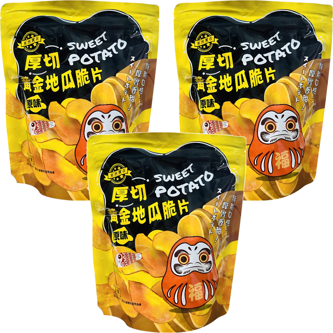 果然實在 豐淇厚切黃金地瓜脆片 原味, 140g, 3包