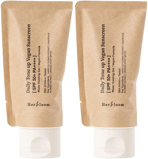 [비건라이프] 허블룸 데일리 톤 업 비건 선스크린 SPF50+ PA++++, 50ml, 2개 - 쿠팡
