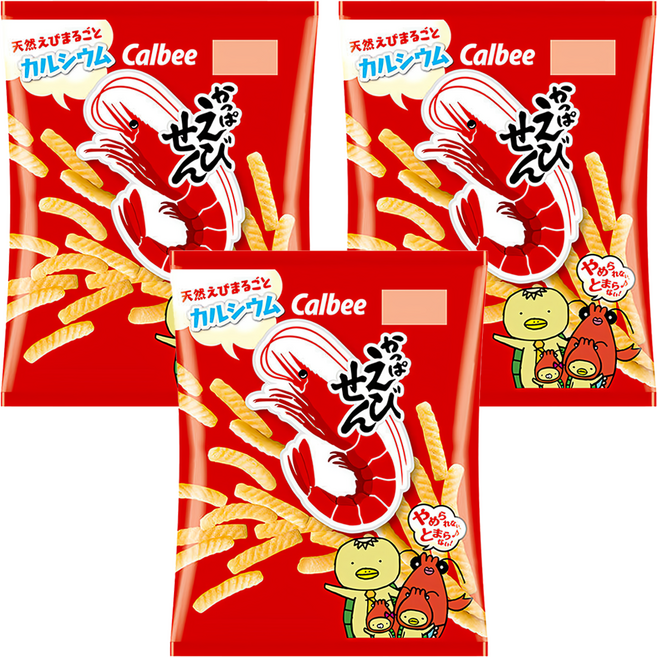 Calbee 卡樂比 Kappa Ebisen 河童蝦條 蝦風味餅乾, 77g, 3包