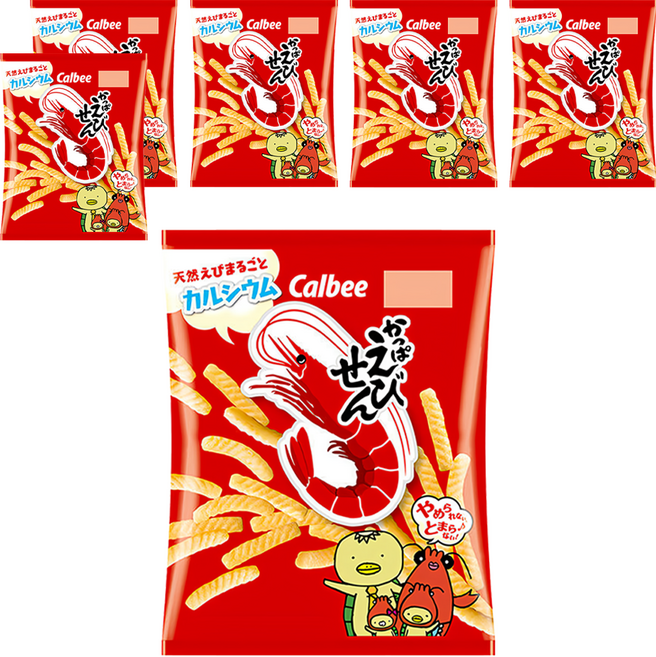 Calbee 卡樂比 Kappa Ebisen 河童蝦條 蝦風味餅乾, 77g, 6包