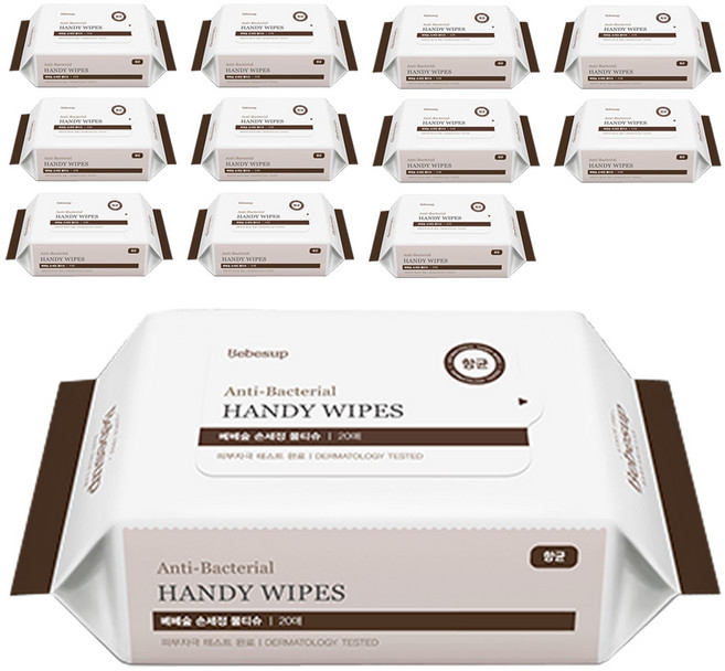 베베숲 손세정 물티슈 휴대형, 20매, 12개