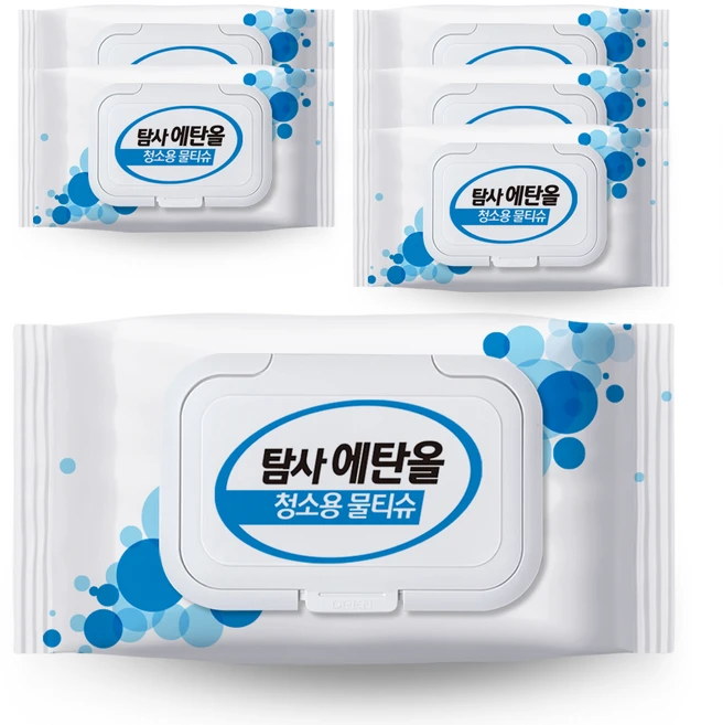 탐사 에탄올 함유 세정티슈, 6팩, 50매, 45g - 쿠팡