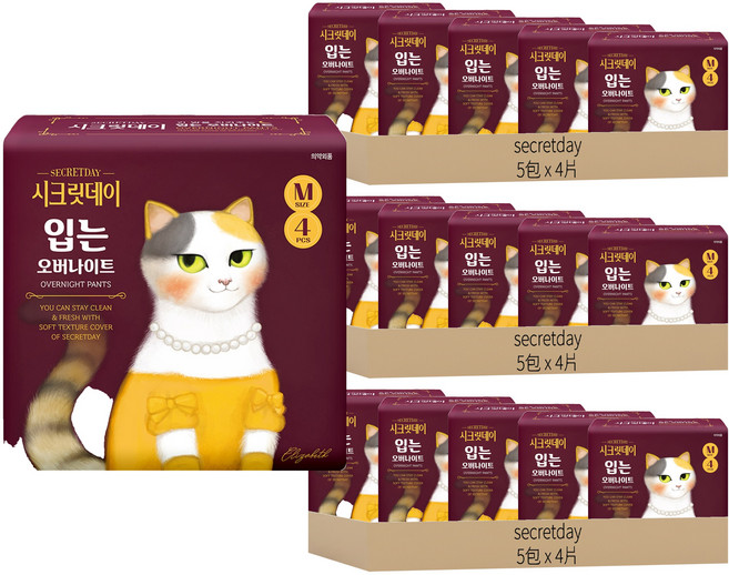 secretday 韓國原裝進口 夜用褲型衛生棉, M, 4片, 15包