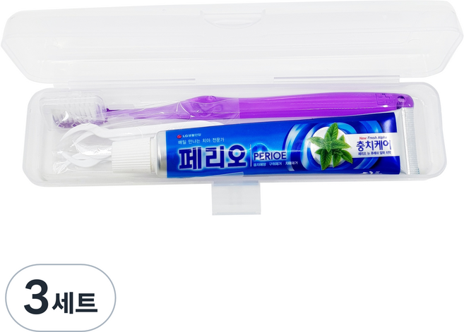 미소덴탈 여행용 칫솔 + 치약 + 일회용 치실 + 케이스 세트 랜덤발송, 3세트