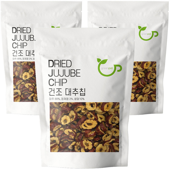 그린팟 간식용 건조 대추칩, 500g(1개), 3개