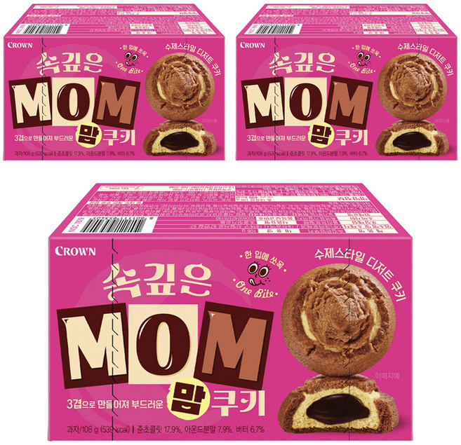 크라운 속깊은 맘쿠키, 108g, 3개