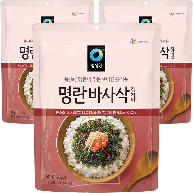 청정원 명란맛 바사삭김 김자반, 50g, 3개