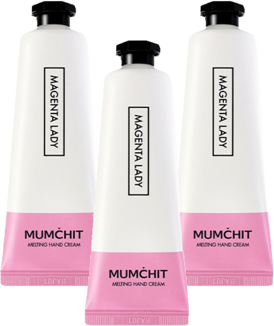 MUMCHIT 默契 融化護手霜 洋紅色女士, 3個, 50ml