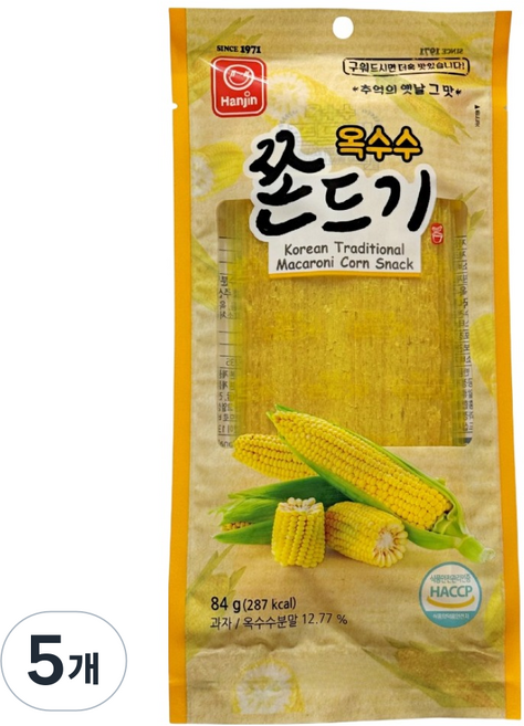 한진식품 옥수수 쫀드기, 5개, 84g
