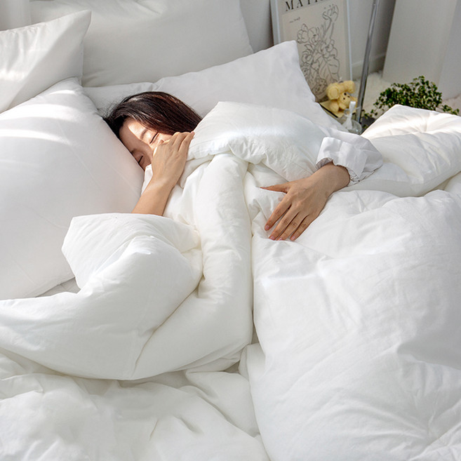 Yesbedding 韓國製造純有機純水洗棉100飯店薄被, 白色