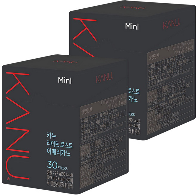 카누 라이트 로스트 아메리카노 원두커피믹스, 0.9g, 30개입, 2개