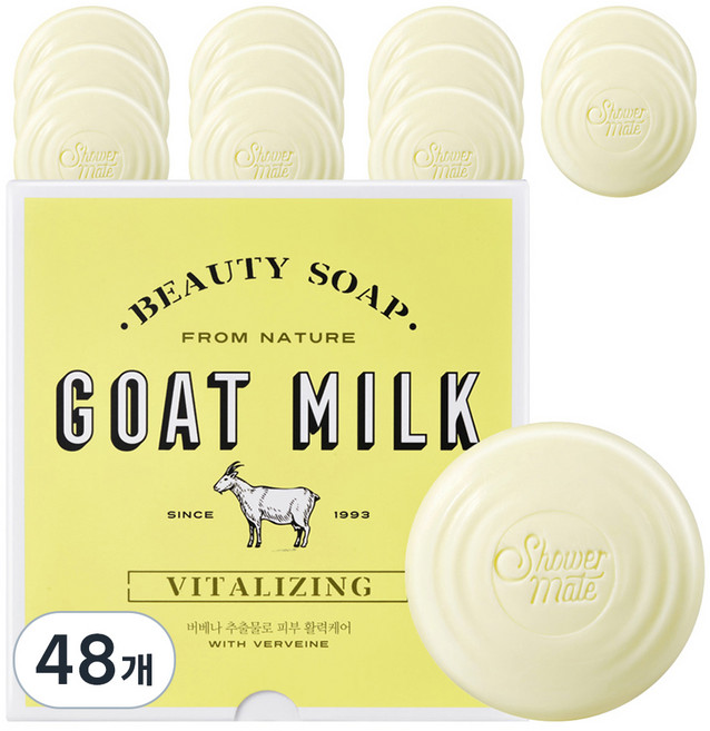 샤워메이트 산양유 비누 버베나 시트러스향, 90g, 48개