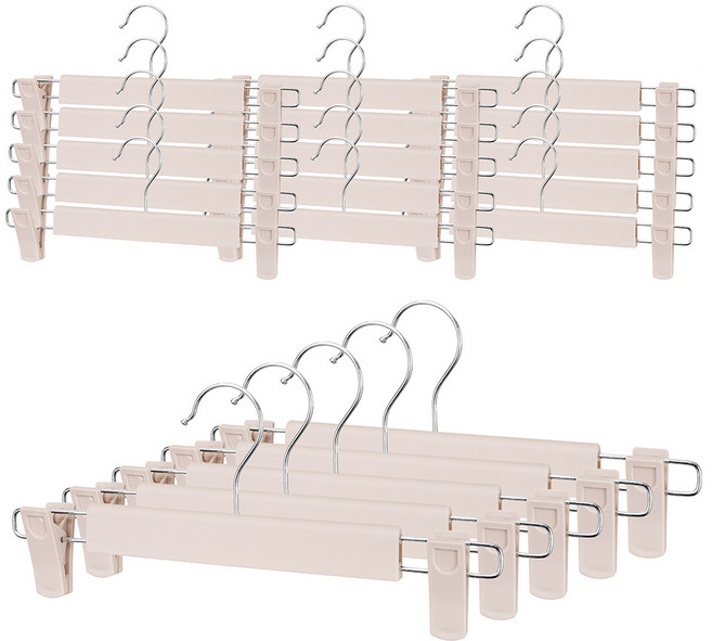 코멧 폭조절 집게 회전형 치마바지걸이, 베이지, 20개