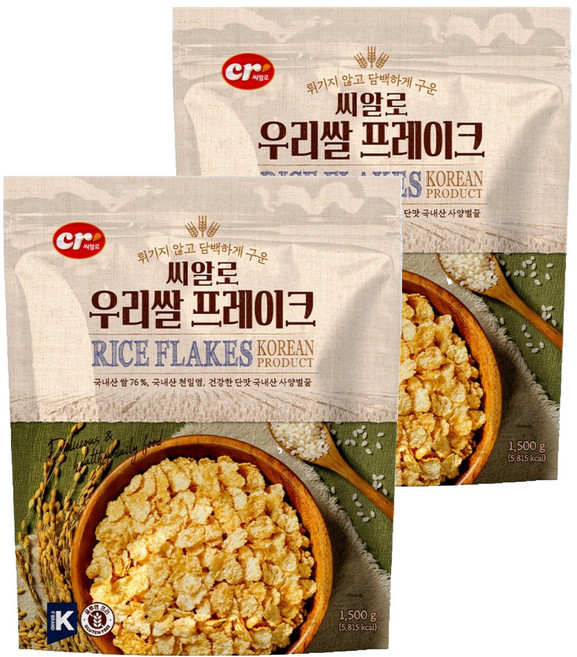 씨알로 우리쌀 프레이크 대용량, 1.5kg, 2개