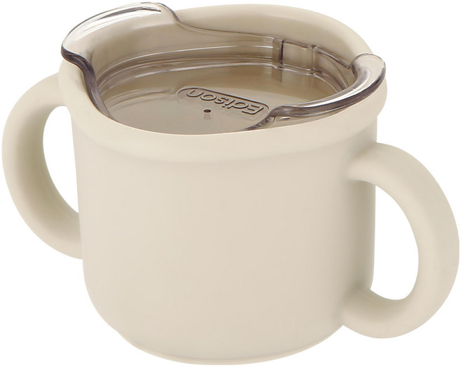 Edison 矽膠學習水杯 附杯蓋, 奶油白色, 150ml, 1個