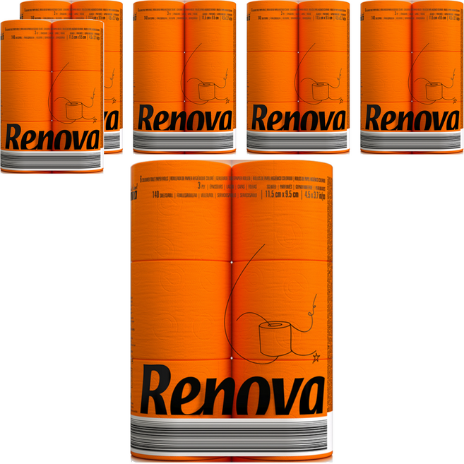 레노바 블랙라벨 컬러 티슈 Orange, 16.1m, 6롤, 6개