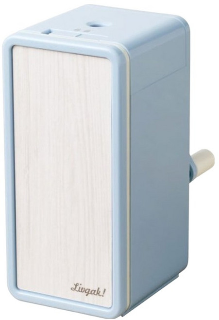 Livgak SONiC 垂直手動削鉛筆機 木紋質感 鉛筆屑上鎖功能, 藍色, 1個