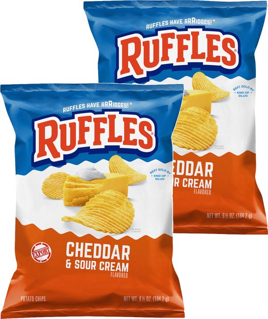 RUFFLES 波樂 Cheddar & Sour Cream 起司口味, 184.2g, 2包