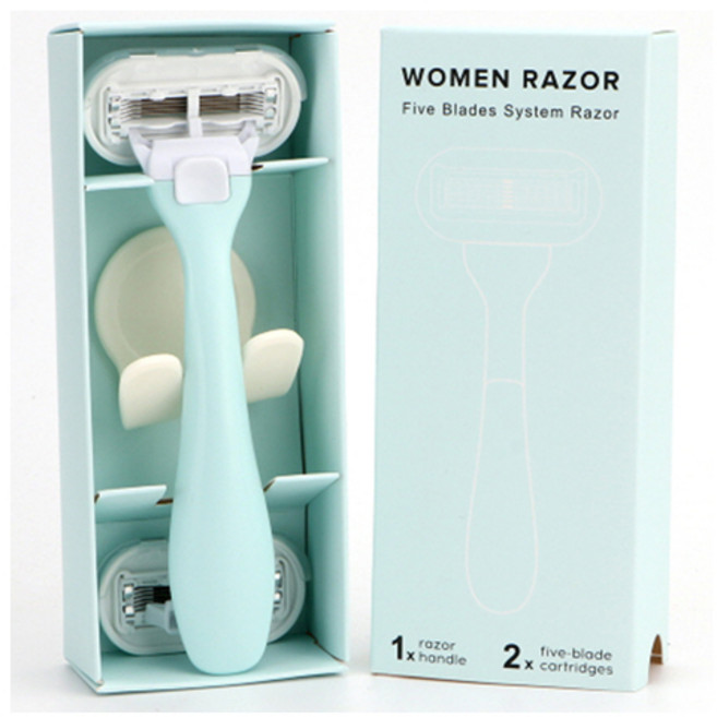 편스토어 MAX FRESH 풀스윙 여성용 면도기 + 면도날 2입 + 거치대 블루, 1세트, 1개입