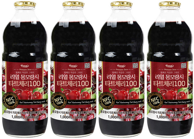 100% 有趣的真正蒙莫朗西酸櫻桃, 1L, 4瓶