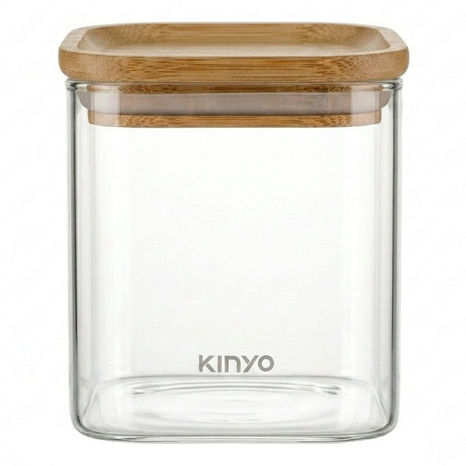 Kinyo 天然竹耐熱玻璃儲物罐 KSC-2080, 800ml, 1個