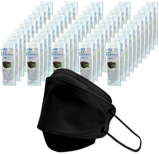 한스웰 늘찬 쿨 컬러 황사 방역 마스크 대형 KF94, 1개입, 100개, 블랙
