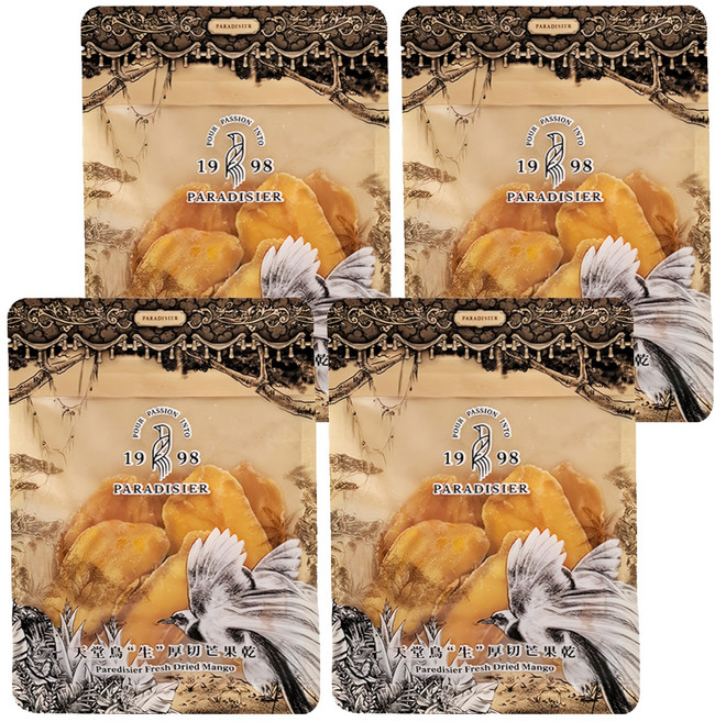 PARADISIER 天堂鳥 生厚切芒果乾, 4包, 100g